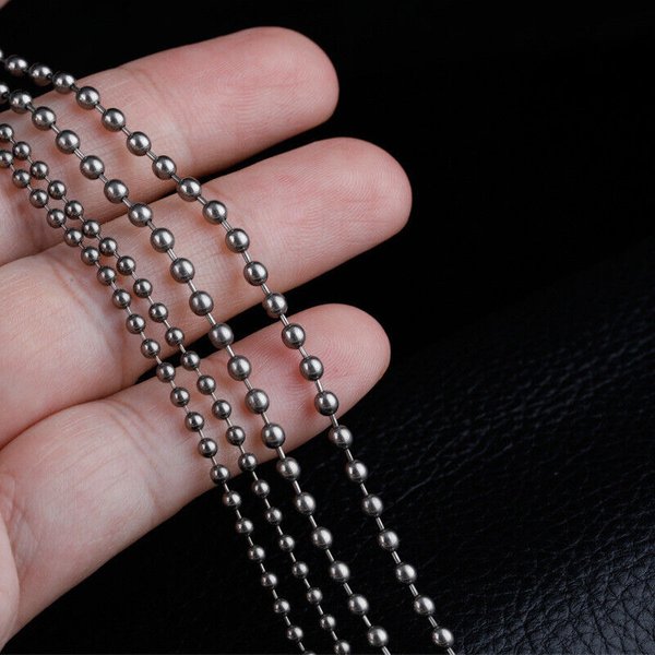 Mode 3 mm TA1 reines Titan Militär Armee Ball Perlenkette Halskette für Männer Frauen Anti-Allergie 26 Zoll Länge