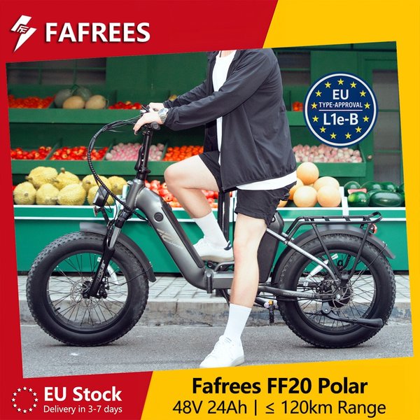 Fafrees FF20 Polar Faltbares Elektrofahrrad 500W, Dual 48V 12Ah Abnehmbarer Akku, 20x4.0 Fat Tire Mountain E-Bike für Erwachsene, 45km/h und 90-120km Reichweite