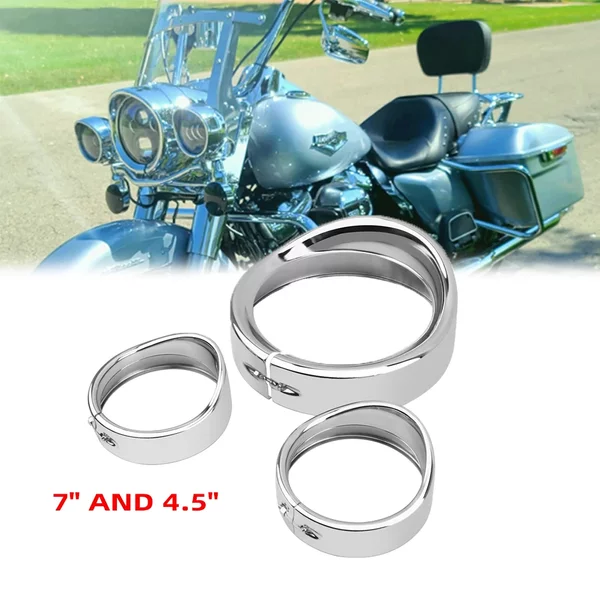 Dla Harley Touring Road King Electra Glide Softail FLD/FLH reflektor motocyklowy wykończenie 7 "pierścień ramka 4.5 "światło przeciwmgielne LED