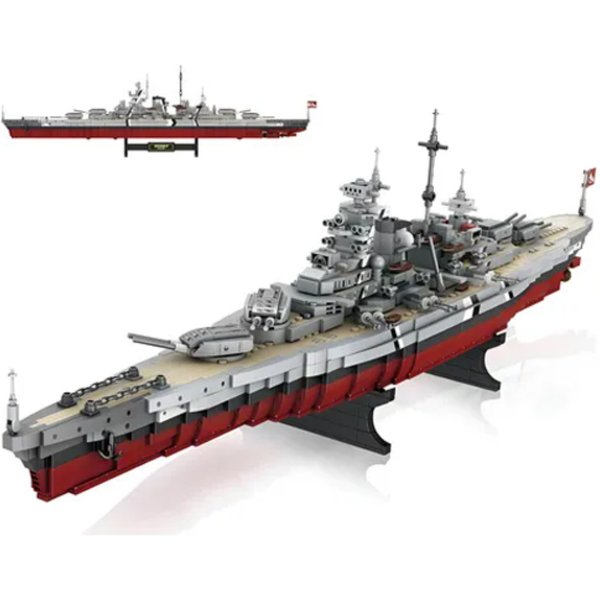 Kompletny zestaw modelu statku 3D, 2081 elementów/MOC. Duży model 3D do składania przedstawiający okręt wojenny, odpowiedni dla dorosłych.