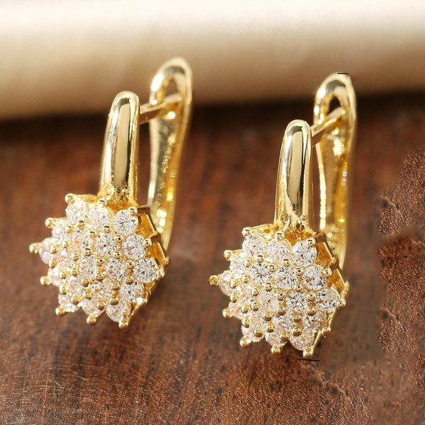 ZAKOL Fashion Rose Gold Color Flower Hoop Earrings for Women CZ Crystal Zircon Earring Brincos