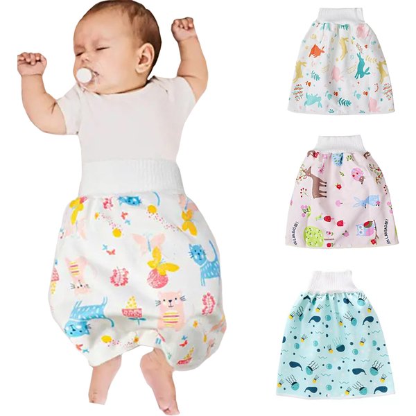 Baby Waterproof Diaper Skirt for Potty Training Baby Comfy Diaper Short for Boys and Girls Sleeping Bedclothes Night Time