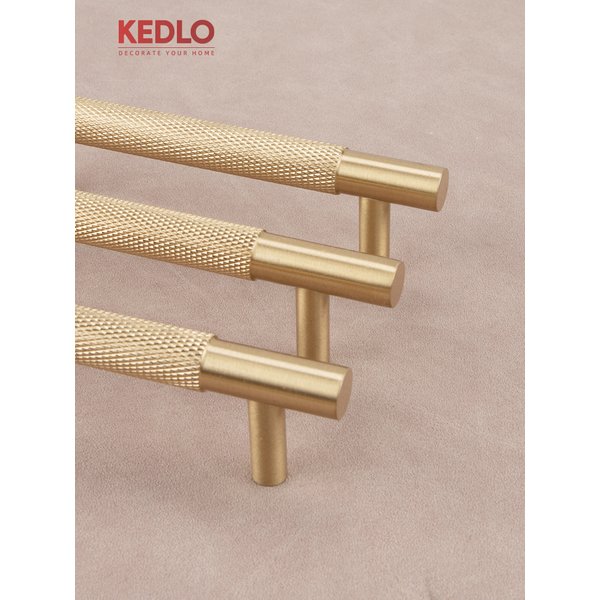 KEDLO Solid Brass Knotting 500mm Long Handle Kitchen Cabinet European Style Light Luxury Brushed Brass Gold Handle