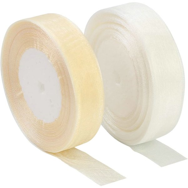 50 Yards transparentes Chiffonband Weißgold Organza Gurtband für DIY Handwerk Weihnachten Hochzeit Dekoration Geschenkverpackung Nähen Stoff