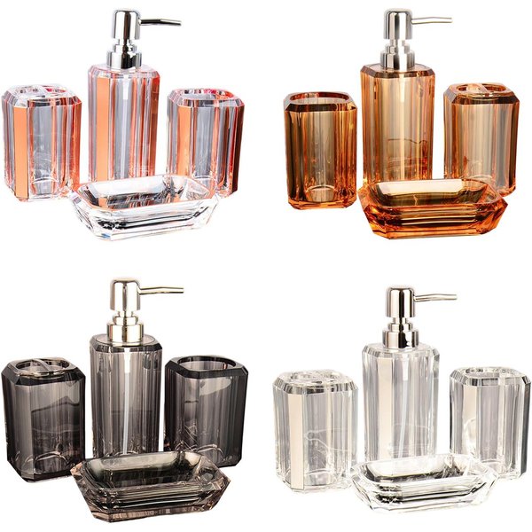 4Pcs Bathroom Accessories Set Lotion Bottle Toothbrush Holder for Home Decor