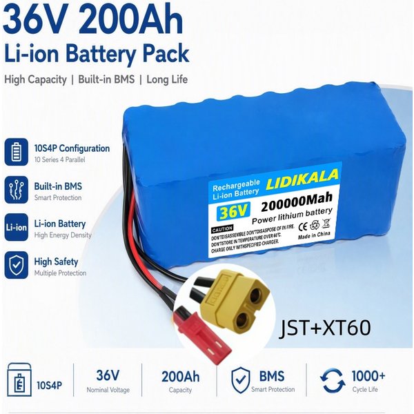 10S4P Elektroroller Lithium-Batterie 36V 200Ah 18650 Batteriepack Wiederaufladbare E-Scooter Stromversorgungsbatterie
