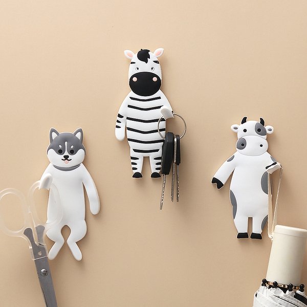 Nette Cartoon Klebe Haken Biegsamen Eisen Platte Dekor Haken Wand Mantel Rack Schlüssel Halter DIY Hause Wand Aufhänger Bad Küche Werkzeug