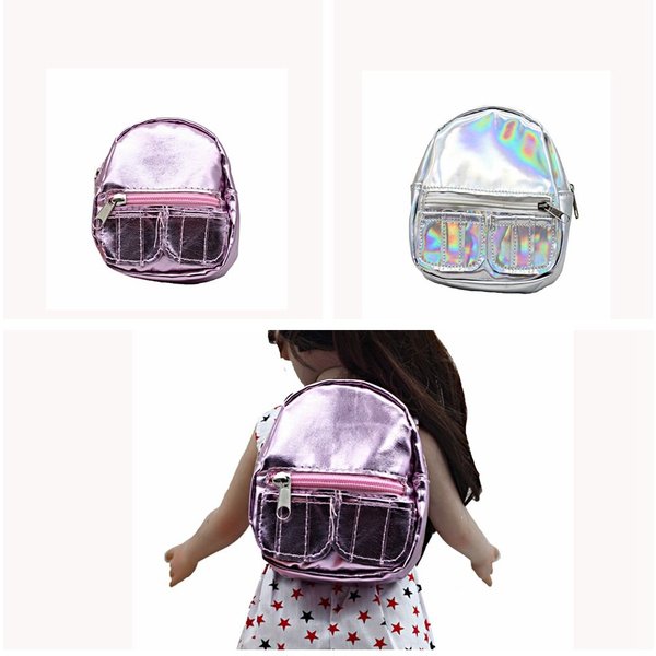 Mini sac à dos à paillettes rose argent PU pour fille, accessoires de poupées, sac à dos beurre, mode, 18 po