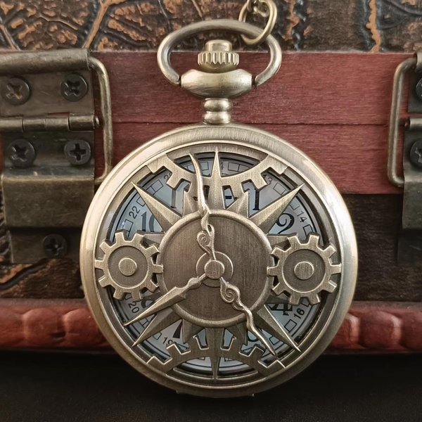 Crâne de pistolet en bronze Vintage défendant la liberté deuxième amendement collier à quartz militaire montre de poche pendentif pour hommes Halloween Chr