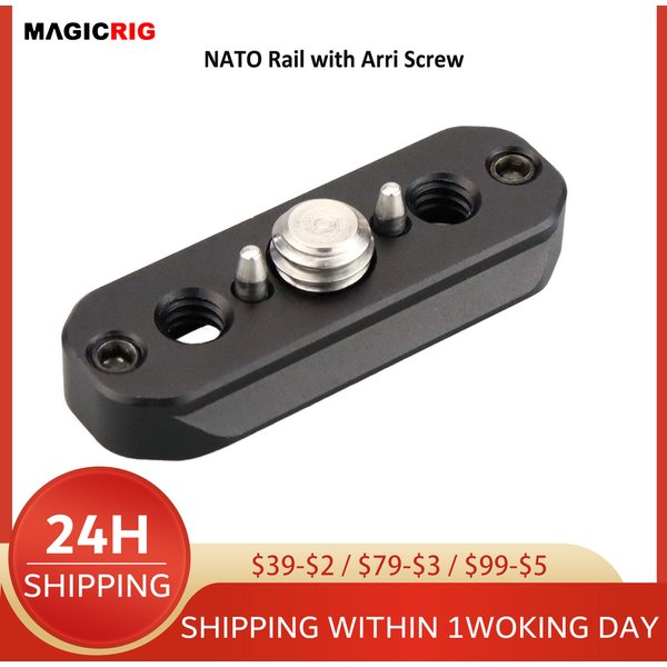 MAGICRIG Universal Quick Release Safety NATO Rail (50mm) with 1/4"-20 & 3/8" ARRI-Type Screws for Camera Cage / NATO Accessories