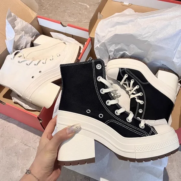 Frauen Plattform Turnschuhe Luxus Marke Frauen Stiefel Fashion Outdoor Skateboard Schuhe Frauen High Top Leinwand Sneaker Plus Größe 36-42