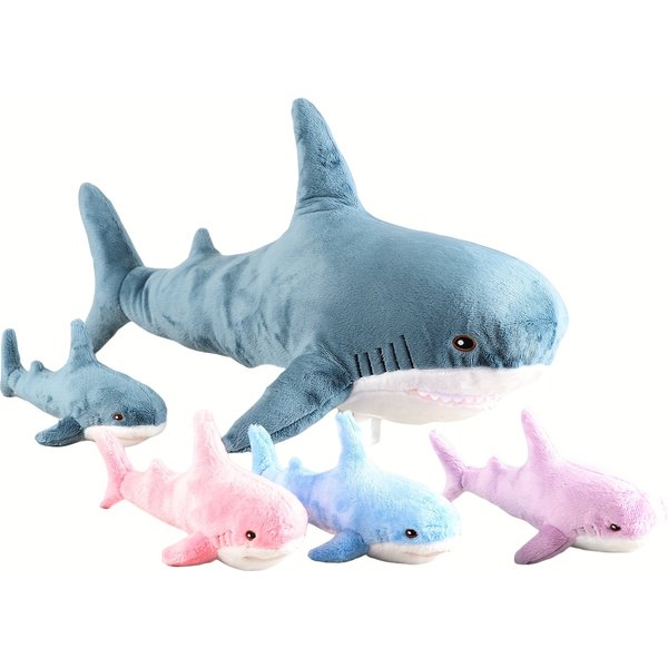 Animal en peluche requin géant-21.65 ''maman requin en peluche avec 4 animaux en peluche bébé requin à l'intérieur du ventre à fermeture éclair pour cadeaux pour enfants