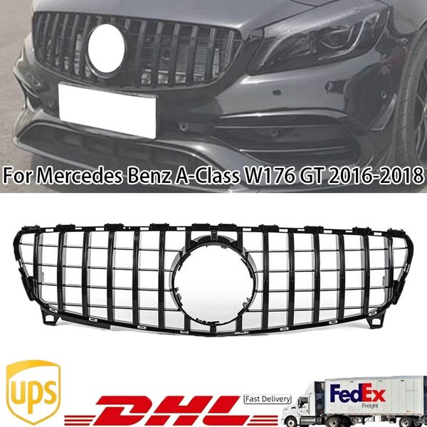 Glänzend schwarzer Frontgrill Stoßstangengrill-Abdeckung für Mercedes Benz A-Klasse W176 A250 A200 A45 AMG Schrägheck Facelift 2016 2017 2018 Auto-Abdeckungsgitter