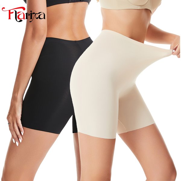 Flarixa Seamless High Waist Slip Shorts Women Stretch Boyshorts Panites Underwear Protective Pants Under Skirt Dress Hips Lfting
