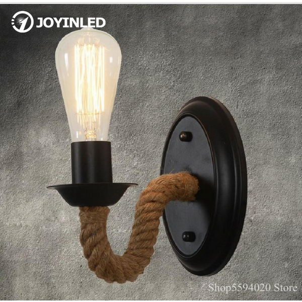 Led Wall Light Hemp Rope American Retro Vanity Light Indoor Sconce Bedroom Led Wall Lamp Corridor Night Lighting