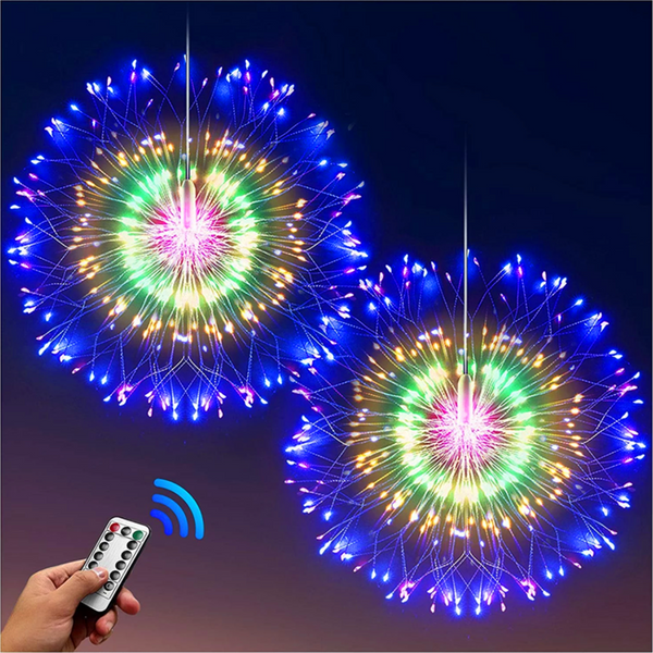 Feux d'artifice LED en fil de cuivre, 8 Modes de lumière féerique Starburst avec décorations extérieures à distance pour la maison, la fête, le café, le mariage