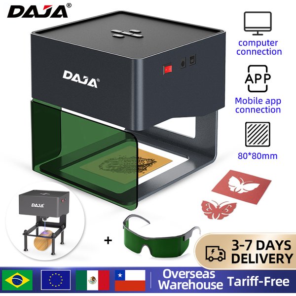 DAJA DJ6 Mini tragbarer Lasergravierer Diy Bluetooth-Maschine bemalte Erkennungsmarke Papier Leder Holz Kunststoff Logo CNC-Maschine