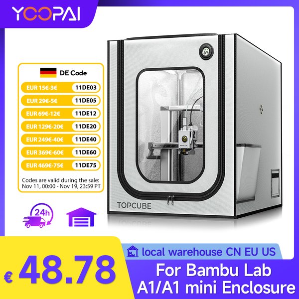 YOOPAI-Boîtier pour mini imprimante 3D pour laboratoire Bambu A1/A1 couverture avec lumière LED, température constante arrang