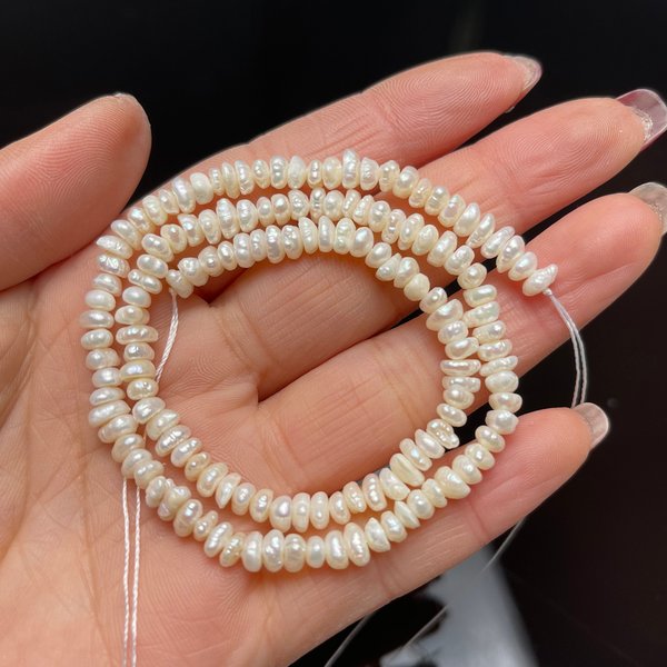 Perles d'eau douce naturelles blanches AAA de 4-5 mm, perles plates ovales petites pour la fabrication de bijoux artisanaux DIY, collier, bracelet, cadeaux