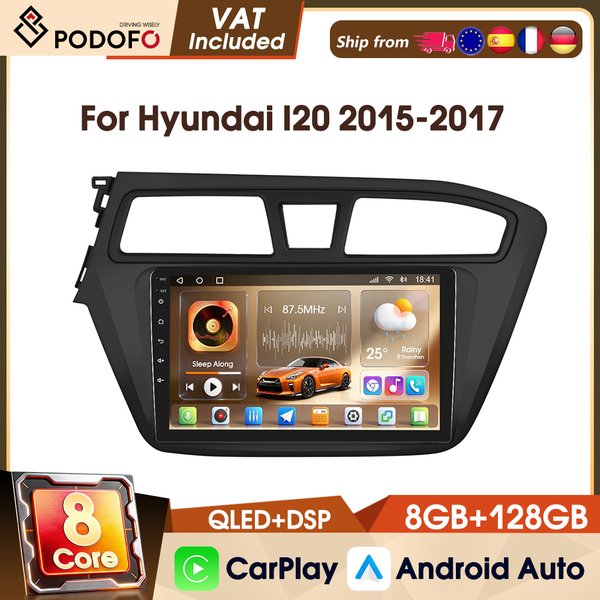 Podofo Universal 9" 8-Kern 8+128G 4G Autoradio Stereo für Hyundai I20 2015-2017 Smart Intelligent Systems DAB WIFI GPS FM RDS Smart Intelligent Systems