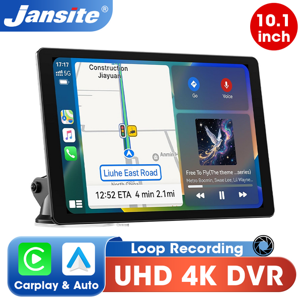 Jansite 10.1'' 4K Kamera Samochodowa 4:3 Duży Ekran Carplay Android Auto DVR Inteligentne Systemy Samochodowe Multimedialny Odtwarzacz Wideo Radio Stereo