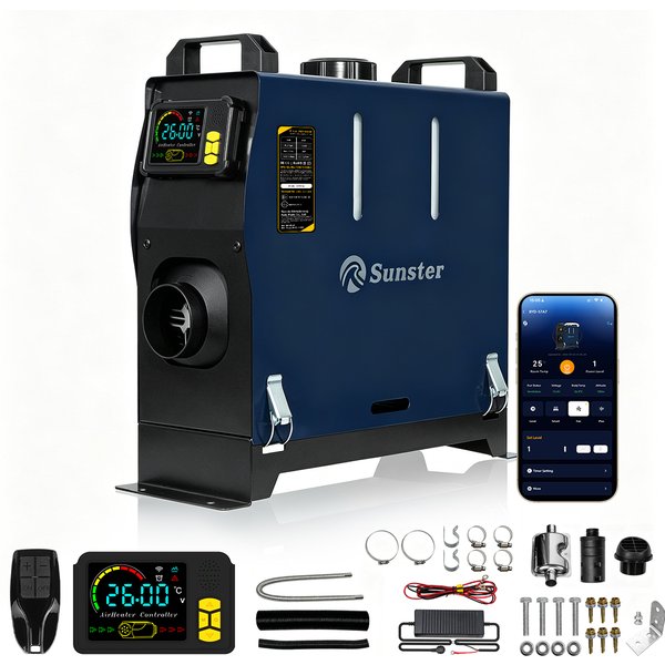 TR B1 2KW APP-Steuerung LCD-Bildschirm Diesel-Luftheizung 12V 24V All-in-One Bluetooth Leiser Standheizung für Auto Wohnmobil Boot Geringer Kraftstoffverbrauch