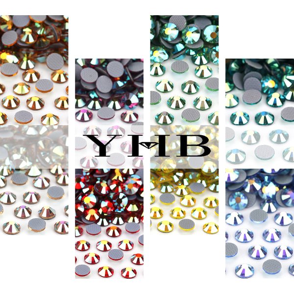 Strass thermocollants YHB 101-178AB de haute qualité, électro-plaqués, à dos plat, pour la décoration de chaussures, sacs, vêtements, DIY
