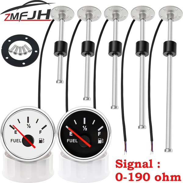 Indicateur de niveau de carburant avec capteur, 52MM, 150MM, 200MM, 250MM, 0-190ohm, réservoir d'huile et de liquide