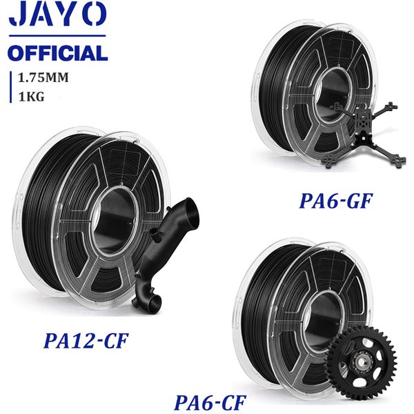 JAYO PA-Nylonfilament 1,75 mm PA6-CF/PA6-GF/PA12-CF/Easy PA-Nylon-3D-Druckerfilament Überlegene Zähigkeit 1 kg/Rolle