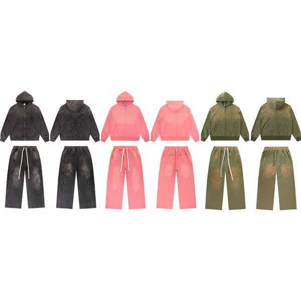 Sweat à capuche zippé brodé effet délavé pour homme, style streetwear, cardigan ample en molleton, veste oversize