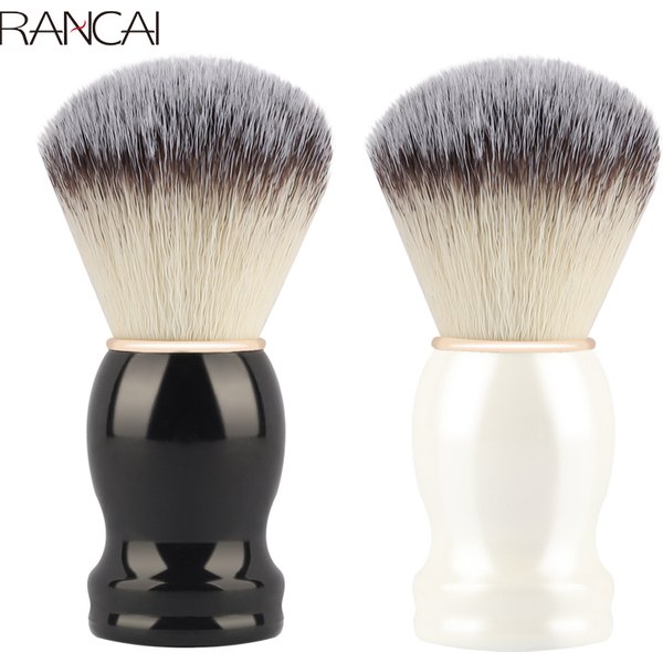 Brosse à barbe pinceaux de maquillage RANCAI – brosse à barbe avec manche en bois pour hommes, 1 pièce, accessoire de maquillage, pour Salon de coiffure, rasage moussant, ensemble d'outils de