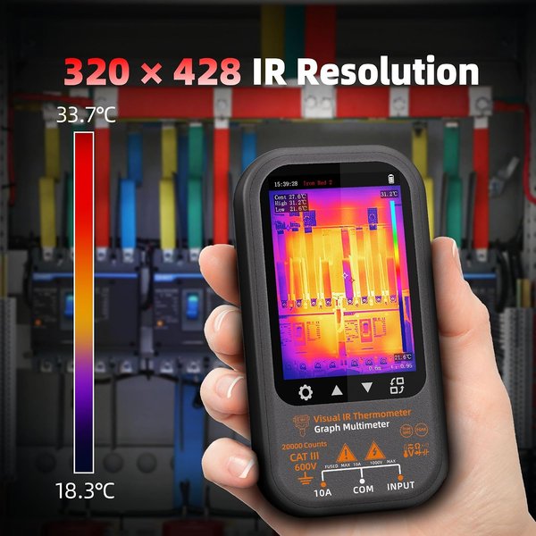 Multimètre thermique BSIDE SH8 320x428, résolution IR avec micro-lentille, mode d'enregistrement de données avec écran LCD tactile rotatif à 360 degrés, 15 palettes thermiques, 20 000 points,