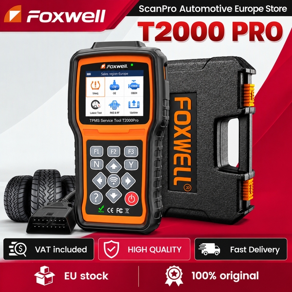T2000PRO TPMS Programmiergerät für Reifendrucküberwachung, TPMS-Sensor-Neulernen und -Aktivierung, FOXWELL OBD2 Reifendrucksystem-Diagnosetool