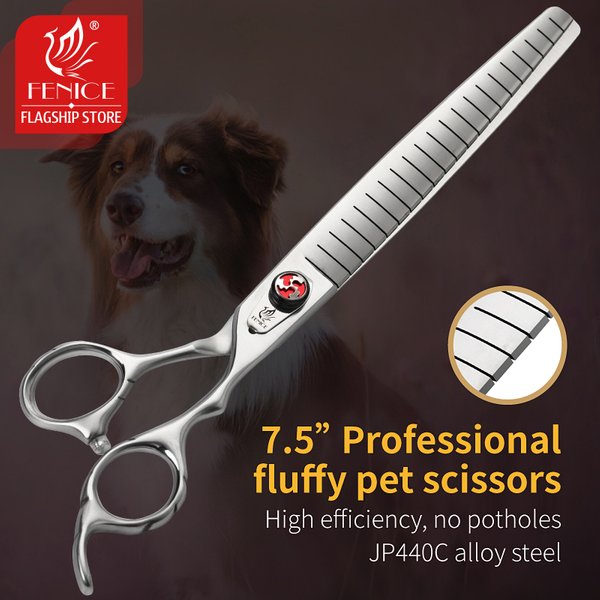 Fenice professionnel JP440C 7/7.5 pouces ciseaux de toilettage amincissants pour animaux de compagnie ciseaux droits pour chiens ciseaux plus fins taux 80%