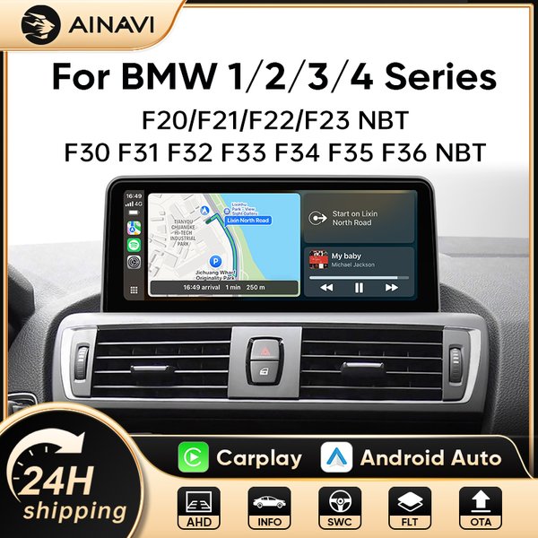 Radio samochodowe AINAVI do BMW serii 1 2 3 4 F20 F21 F22 F23 F30 F31 F32 F33 F34 F35 F36 NBT Bluetooth Bezprzewodowy Carplay Android Auto Radio Samochodowe Audio Samochodowe Wyświetlacz Samochodowy