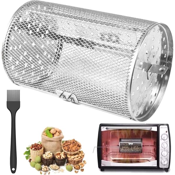 Basket Rotary Stainless Steel Cage Rotisserie Grill Roaster Grill Roaster Drum Roast Basket Peanut Dried Nut Coffee Beans BBQ