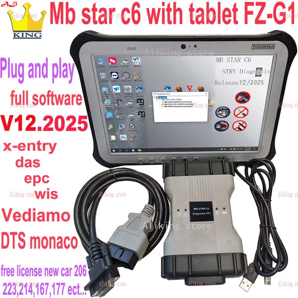 MB Star C6 VCI DOIP WiFi Multiplexer OBD2 Scanner Software Tablet FZ-G1 Darmowa Licencja do Diagnostyki Samochodów W205 223 206 214 177