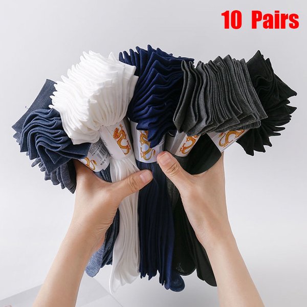 10 paires d'été hommes anti-dérapant absorbant doux mince respirant chaussettes transparentes mode soie bas