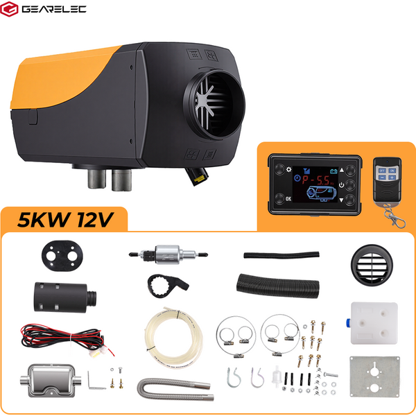 GEARELEC 5KW 12V Diesel Air Heater, Split Parking Heater with LCD Monitor & Remote Control, Low Noise Fuel Heater for RV Camper Van Truck Caravan Boat Winter Heating