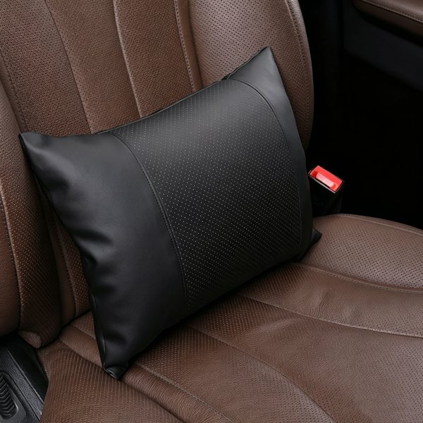 Coussin de soutien lombaire de luxe en cuir Nappa pour voiture, oreiller de taille, dossier de siège, support dorsal pour conducteur, accessoires intérieurs automobiles