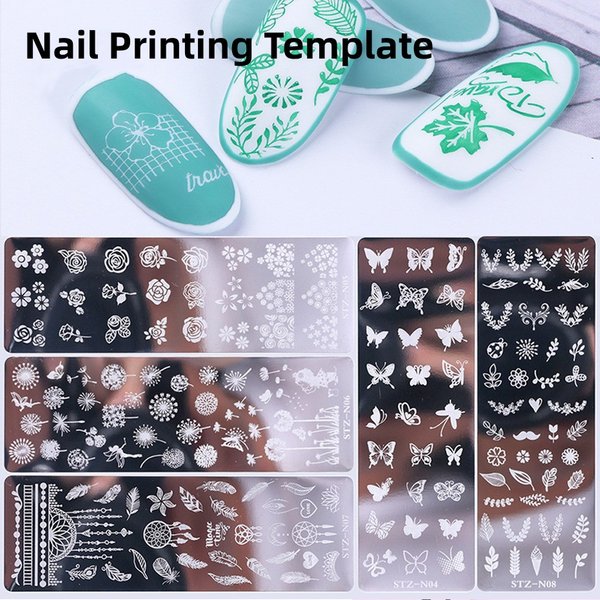 Plaque d'impression Nail Art mignonne et questionelle, outil de transfert en acier inclus, papillon, thèmes de dessin animé, 1 pièce