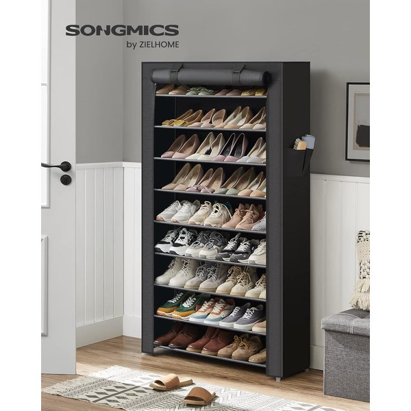 SONGMICS 10 niveaux 28x88x160 cm étagère à chaussures armoire à chaussures rangement de chaussures housse anti-poussière organisateur de chaussures