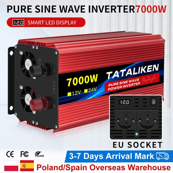 Gniazdo EU czysta fala sinusoidalna falownik 1000W/300W/5000W/6000W DC 12V na AC 220V 50HZ przetwornica napięcia ładowarka konwerter Adapter