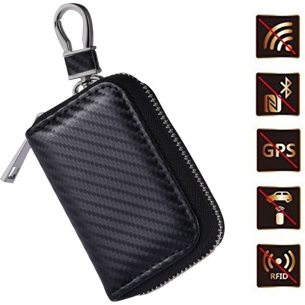 Auto Schlüssel Signal Blocker Tasche RFID Abgeschirmte Signal Zipper Fall PU Leder Anti-Hacking Anti-Diebstahl Schlüsselanhänger Tasche auto Faraday Box