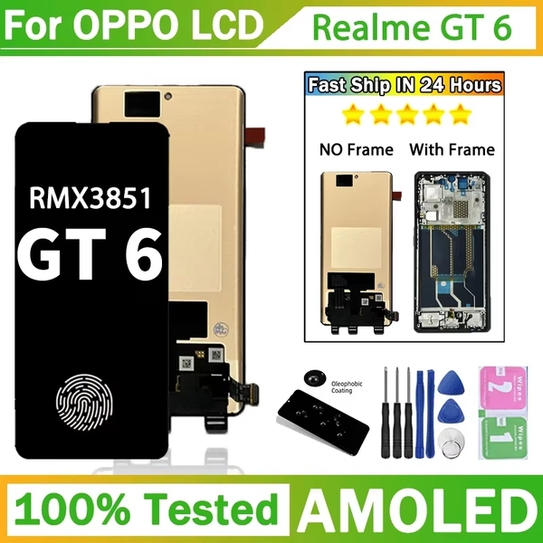 6.78 "AMOLED pour Realme GT6 RMX3851 LCD écran tactile numériseur assemblée GT 6 affichage pièces de réparation