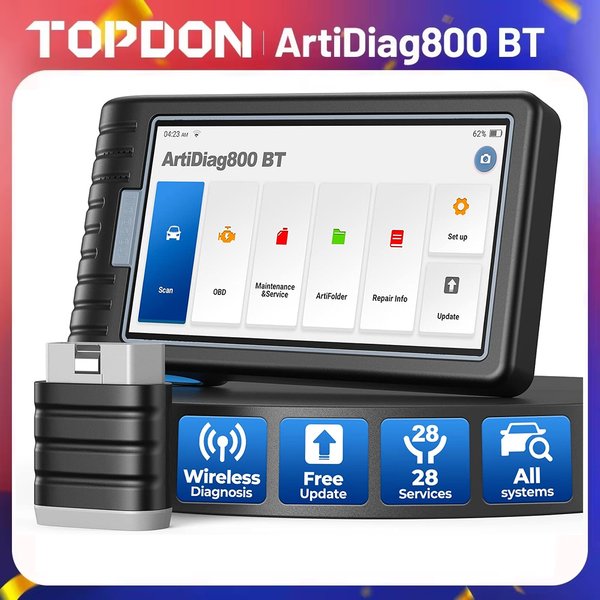 TOPDON Artidiag800 BT Kfz-Diagnosegerät Vollsystem-OBD2-Scanner Lebenslange Kostenlose Updates Scan-Tool VCI Reparaturwerkzeug