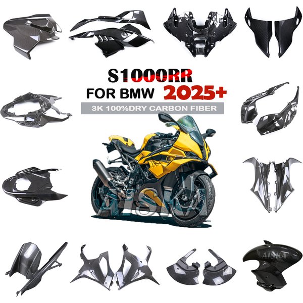 Pour BMW S1000RR 2025 2026 : Kit de carénage latéral de réservoir de carburant avec aile fixe et protection de cadre, en fibre de carbone 3K – Accessoires moto