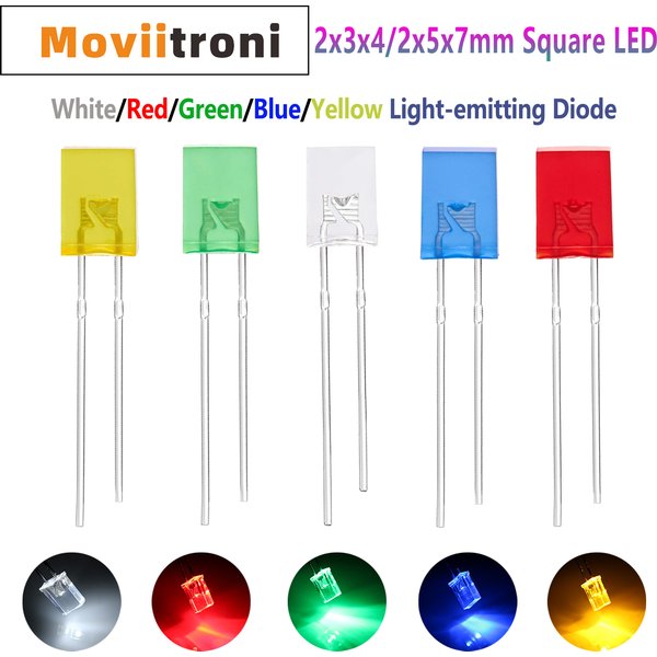 100pcs 2X5X7mm/2X3X4mm Square LED 257/234 White Red Yellow Green Blue Light Emitting Diode Multipurpose Electronic Lamp DIY Kit
