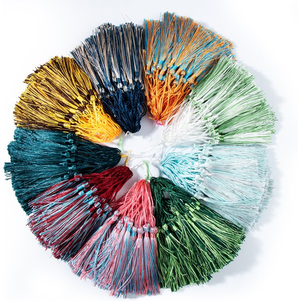 50pcs Bookmark Tassels Silky Handmade Soft Silk Tassels Mini Tassels with Loops for Crafts Jewelry Making(2 color mix)