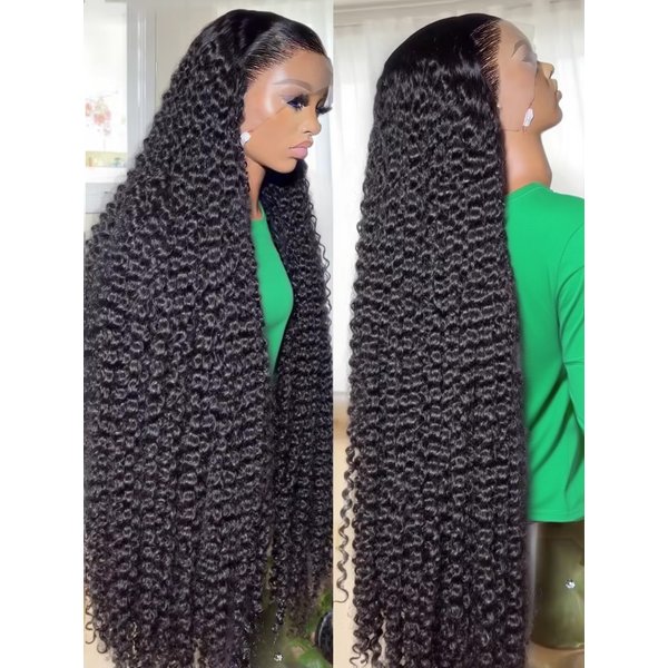 250% High Density 40 46inch Curly Wigs Raw Human Hair 13x4 13x6 HD Lace Frontal Wigs Human Hair Deep Wave Frontal Wigs on Clearance Sale Cheap Wig Pre Plucked with Baby Hair Original Vietnamese Wigs
